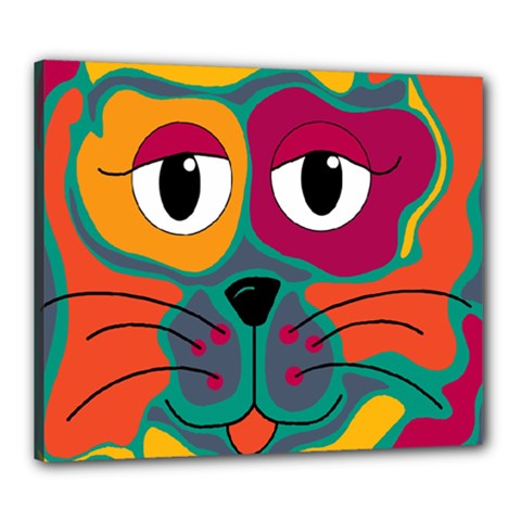 Colorful Cat 2  Canvas 24  X 20  by Valentinaart