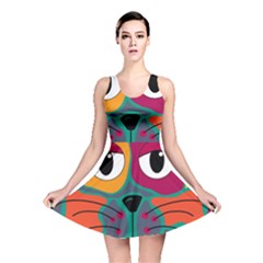 Colorful Cat 2  Reversible Skater Dress by Valentinaart