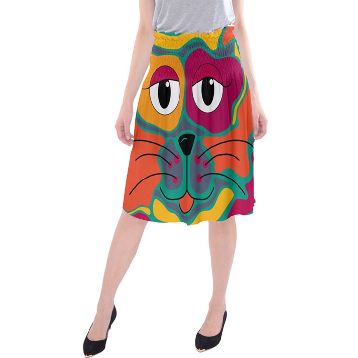 Colorful cat 2  Midi Beach Skirt