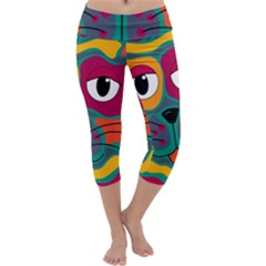 Colorful Cat 2  Capri Yoga Leggings