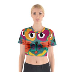 Colorful Cat 2  Cotton Crop Top