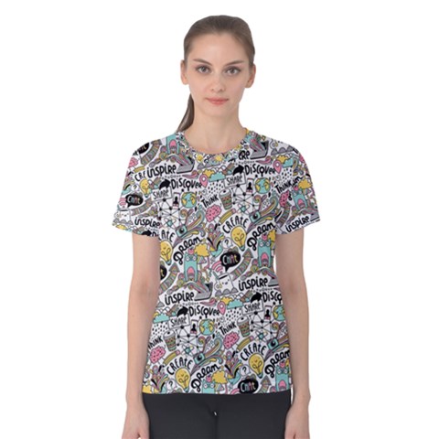 Communication Web Seamless Pattern Women s Cotton Tee by kostolom3000shop