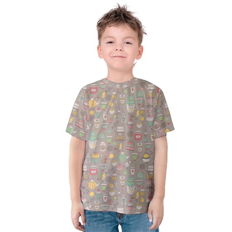 Tea Party Pattern Kids  Cotton Tee by kostolom3000shop