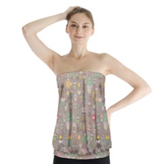 Tea Party Pattern Strapless Top