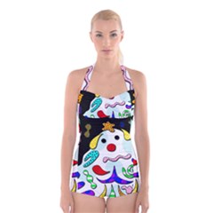 Candy Man` Boyleg Halter Swimsuit  by Valentinaart