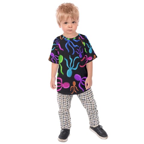 Colorful Octopuses Pattern Kids  Raglan Tee by Valentinaart