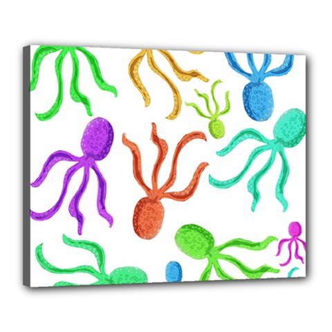 Octopuses Pattern Canvas 20  X 16  by Valentinaart