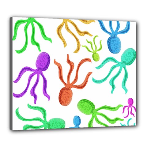 Octopuses Pattern Canvas 24  X 20  by Valentinaart