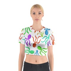 Octopuses Pattern Cotton Crop Top