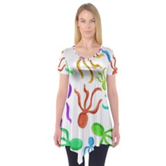 Octopuses Pattern Short Sleeve Tunic  by Valentinaart