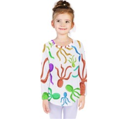 Octopuses Pattern Kids  Long Sleeve Tee