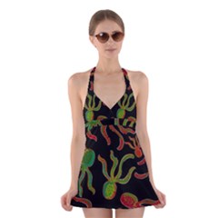 Octopuses Pattern 4 Halter Swimsuit Dress