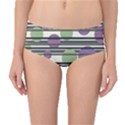 Purple and green elegant pattern Mid-Waist Bikini Bottoms View1