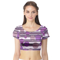 Purple Simple Pattern Short Sleeve Crop Top (tight Fit) by Valentinaart