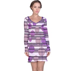 Purple Simple Pattern Long Sleeve Nightdress by Valentinaart