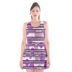 Purple Simple Pattern Scoop Neck Skater Dress by Valentinaart