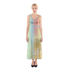 Unique Abstract In Green, Blue, Orange, Gold Sleeveless Maxi Dress by digitaldivadesigns