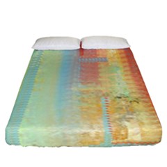 Unique Abstract In Green, Blue, Orange, Gold Fitted Sheet (california King Size)