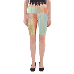 Unique Abstract In Green, Blue, Orange, Gold Yoga Cropped Leggings