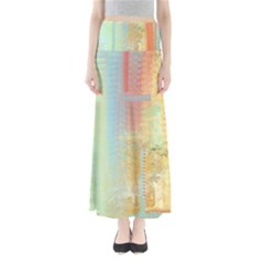 Unique Abstract In Green, Blue, Orange, Gold Maxi Skirts