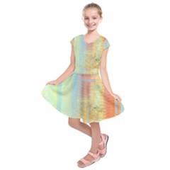 Unique Abstract In Green, Blue, Orange, Gold Kids  Short Sleeve Dress