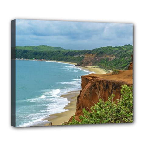 Aerial Seascape Scene Pipa Brazil Deluxe Canvas 24  X 20  