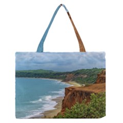 Aerial Seascape Scene Pipa Brazil Medium Zipper Tote Bag by dflcprints