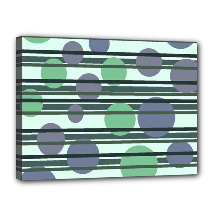 Green simple pattern Canvas 16  x 12 