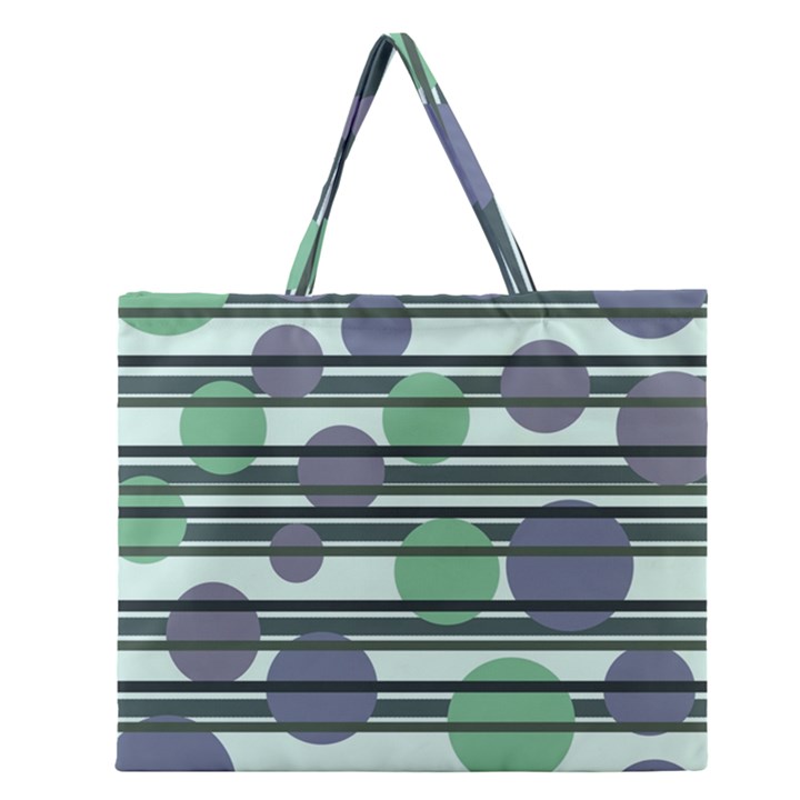 Green simple pattern Zipper Large Tote Bag