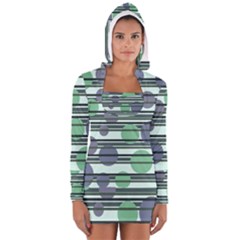 Green Simple Pattern Women s Long Sleeve Hooded T-shirt by Valentinaart