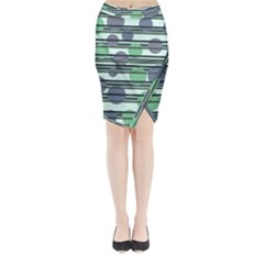 Green Simple Pattern Midi Wrap Pencil Skirt