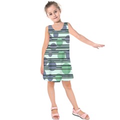 Green Simple Pattern Kids  Sleeveless Dress