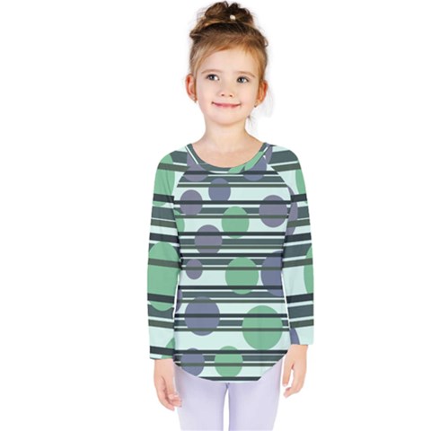 Green Simple Pattern Kids  Long Sleeve Tee by Valentinaart