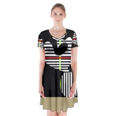 Abstract Art Short Sleeve V-neck Flare Dress