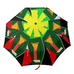 Abstract Lady Folding Umbrellas