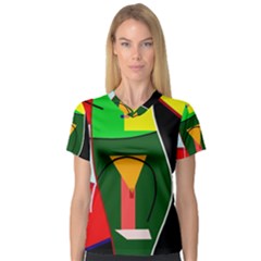 Abstract Lady Women s V-neck Sport Mesh Tee