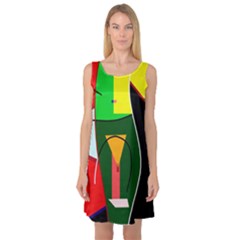 Abstract Lady Sleeveless Satin Nightdress