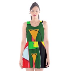 Abstract Lady Scoop Neck Skater Dress by Valentinaart