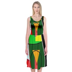 Abstract Lady Midi Sleeveless Dress