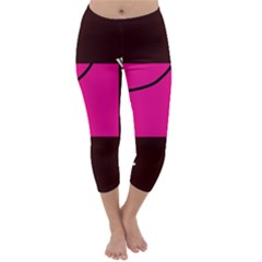 Pink Square  Capri Winter Leggings  by Valentinaart