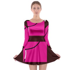 Pink Square  Long Sleeve Skater Dress