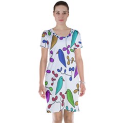 Birds And Flowers Short Sleeve Nightdress