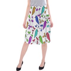 Birds And Flowers Midi Beach Skirt