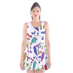 Birds And Flowers Scoop Neck Skater Dress