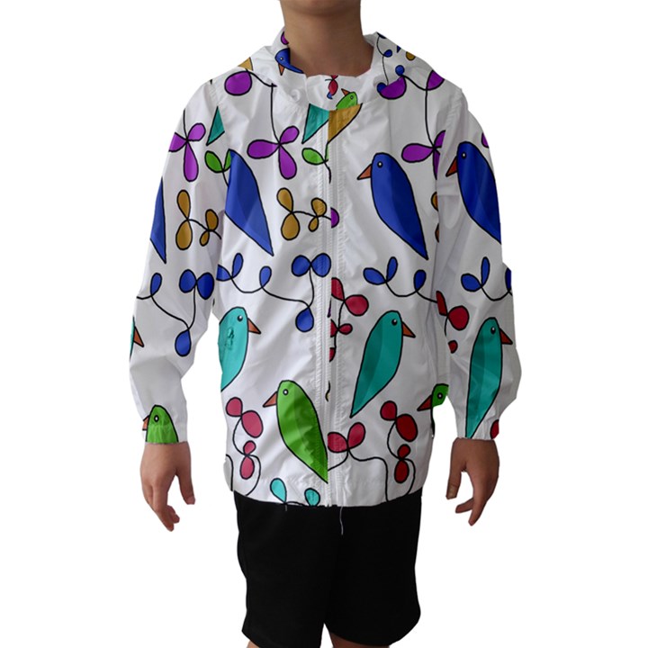 Birds and flowers Hooded Wind Breaker (Kids)