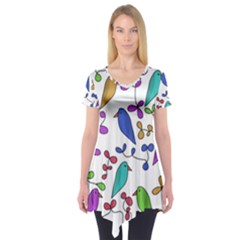 Birds And Flowers Short Sleeve Tunic 