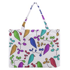 Birds And Flowers Medium Zipper Tote Bag