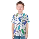 Birds and flowers - blue Kids  Cotton Tee View1