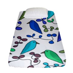 Birds And Flowers - Blue Fitted Sheet (single Size)