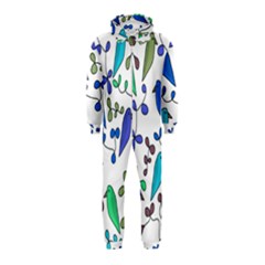 Birds And Flowers - Blue Hooded Jumpsuit (kids)